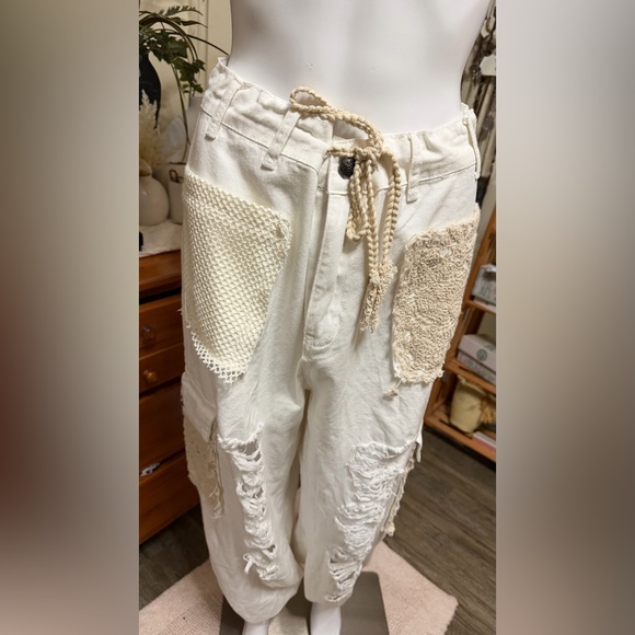 POL Pants - Cream Distressed Cargo Pants by POL hoodie and photo also listed in my closet